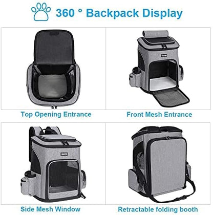 HALOVIE Pet Carrier Backpack Expandable for Cats Dogs Under 18 LB, Breathable Mesh Cat Backpack Carrier Bag, Foldable Dog Backpack Carrier for Small Dogs Rabbits Puppies - Image 5