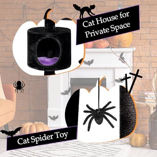 BEWISHOME Cat Tree for Indoor Cats, Gothic Cat Tree with Coffin Bed - Image 3