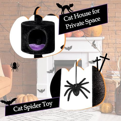 BEWISHOME Cat Tree for Indoor Cats, Gothic Cat Tree with Coffin Bed - Image 3