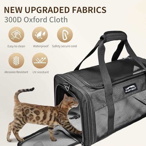 Pet Carrier Airline Approved, Soft Sided Cat Carrier for Small Pets up to 13 lbs, TSA Approved Dog Travel Bag, Portable Soft Sided Pet Carrier for Kittens and Puppies (Black, Travel Litter Box) - Image 4
