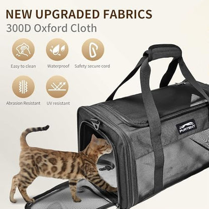 Pet Carrier Airline Approved, Soft Sided Cat Carrier for Small Pets up to 13 lbs, TSA Approved Dog Travel Bag, Portable Soft Sided Pet Carrier for Kittens and Puppies (Black, Travel Litter Box) - Image 4