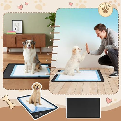 Dunzy 50" x 30" Silicone Pee Pad Holder Tray Extra Large Puppy Pee Pad Holder, Raised Edges, Non Slip Leak-Proof Urine Potty Tray for Indoor Flooring Protection Training - Image 3