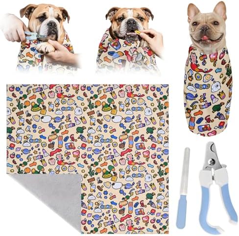 Cat Grooming Wrap & Dog Restraint Bag with Pet Nail Clippers Kit by MASHDE