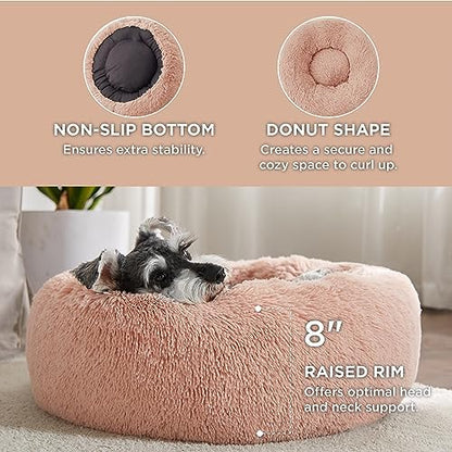 Bedsure Calming Small Dog Bed Donut Washable Cat＆Puppy Bed,23 inches Pink - Image 3