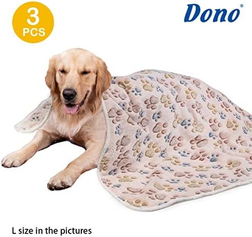 Dono 1 Pack 3 Dog Blankets, Soft Fluffy Fleece Pet Blanket Warm Sleep Mat Paw Print Design Puppy Kitten Throw Blankets Doggy Blanket for Dogs - Image 2