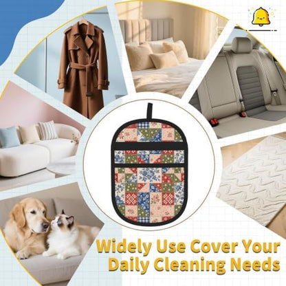 Patchwork Quilt Pet Hair Removal Glove Brush Hair Remover Tool for Carpet - Image 7