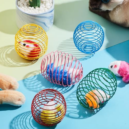 Jecery 5 Pcs Cat Toys Spring,Mouse,Bright Color - Image 4
