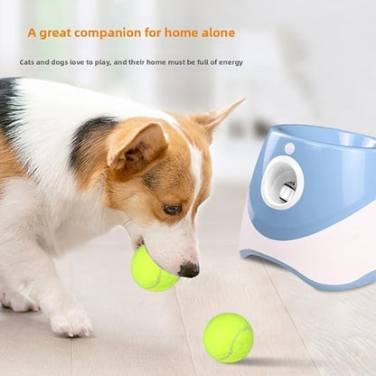 Eaacaa 2025 Upgraded Ball Thrower with 3 Tennis Balls Automatic Ball Thrower for Dogs, Mentally Stimulating Training Dog Toy for Medium and Large Dogs (Blue)