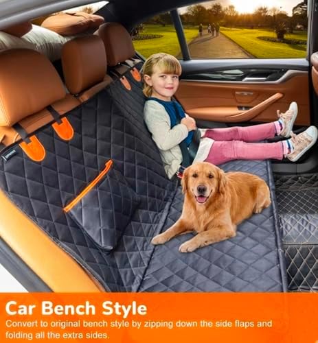Dog Car Seat Cover for Back Seat, 100% Waterproof Pet Seat Cover with Mesh Visual Window, Scratchproof Nonslip Dog Hammock for Car, Bench & Cargo Liner Style, Universal Size Fits Cars, SUVs, Trucks - Image 3