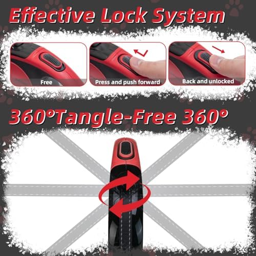 PUPTECK Retractable Dog Leash with Detachable Chew Proof Cable, Red, 16 ft - Image 4