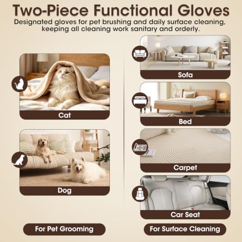 2 Pack Pet Hair Removal Gloves for Dog & Cat, Static Hair Removal Tool - Image 5
