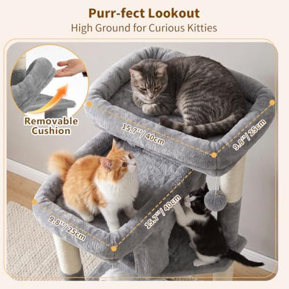 Heybly 34.6" Cat Tree Anti-Tipping Floor Cat Condo for Kittens, HCT205SW - Image 2