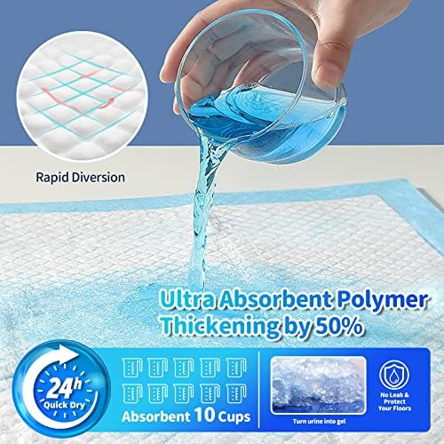 Upgrade Leak-Proof Pet Training and Puppy Pads, Jumbo Pee Pads for Dogs with Thicken Polymer Heavy Absorbency, Quick Dry Disposable Pee Pads for Cats Dogs - 50 Counts - Image 2