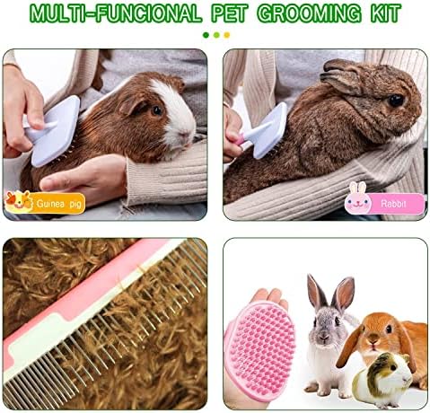 Small Animal Pet Grooming Kit with Pet Shedding Slicker Brush, Bath Massage Glove, Pet Grooming Comb, Nail Clipper Trimmer for Rabbit, Puppy, Kitten, Guinea Pig, Hamster, Ferret (Pink) - Image 3