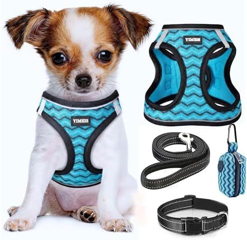 No Pull Dog Puppy Harness and Leash Set Reflective Mesh Vest X-Small by YIMEIS