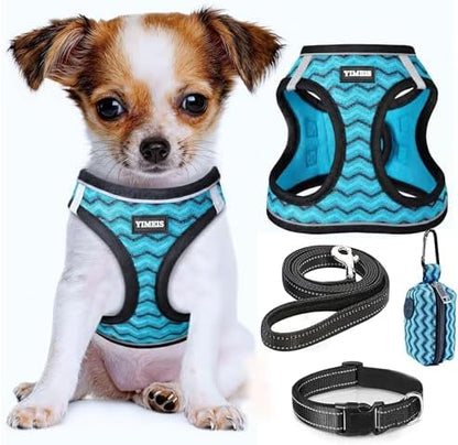 No Pull Dog Puppy Harness and Leash Set Reflective Mesh Vest X-Small by YIMEIS
