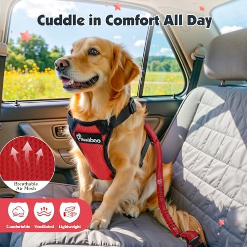 Pawaboo Dog Seat Belt Harness for Car, Seatbelt Harness with 2 in 1 Buckle - Image 6