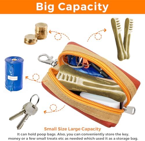 Dog Poop Bag Holder for Leash, Large-Capacity Canvas Pouch, Brown - Image 5