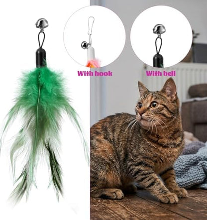 12 Pcs Cat Toy Attachments, Cat Toys Feather Replacement with Bells - Image 3