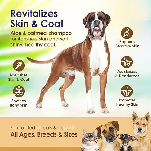 Oatmeal Dog Shampoo with Soothing Aloe Vera, Sensitive Skin Dog Shampoo for All Pets, with Tropical Fresh Pina Colada Scent, Hypoallergenic Formula Provides Relief from Allergies & Dry Itchy Skin - Image 4
