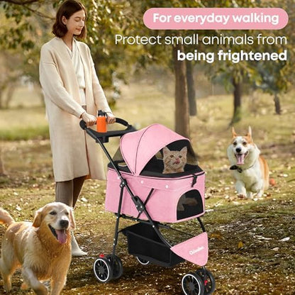 Pet Stroller,Dog Stroller for Small Medium Dogs Cats,3 Wheels,Pink - Image 6