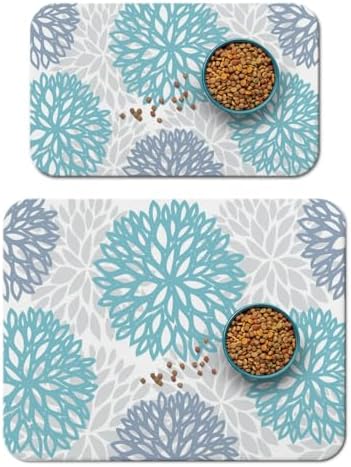 Dog Food Mat for Floors, Absorbent Pet Cat Food Bowl Mat, 2 Pack by QXWREL