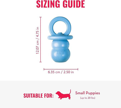 KONG Puppy Binkie - Pacifier Dog Toy for Puppies - Stuffable Treat Chew Toy for Treats - Durable Natural Rubber for Teething Puppy - for Small Puppies - Blue
