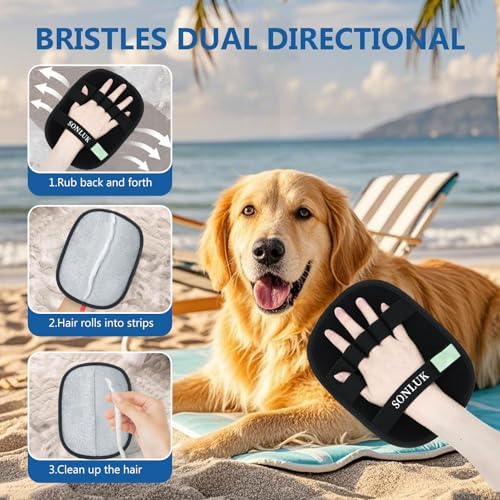 2 Packs 5-Finger Pet Hair Removal Glove,Remover Tool for Dogs Cats - Image 2