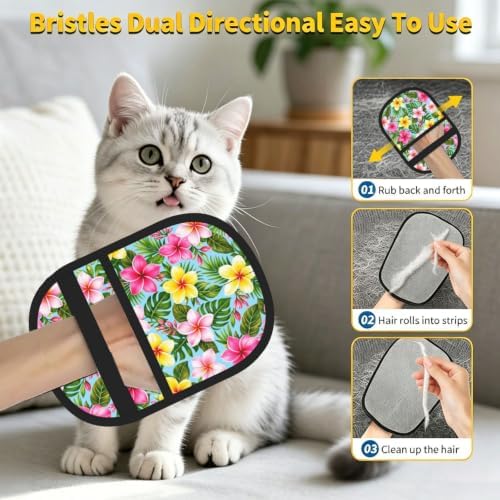 Blue Aloha Pet Hair Removal Glove Brush Pet Hair Remover Tool for Carpet - Image 6