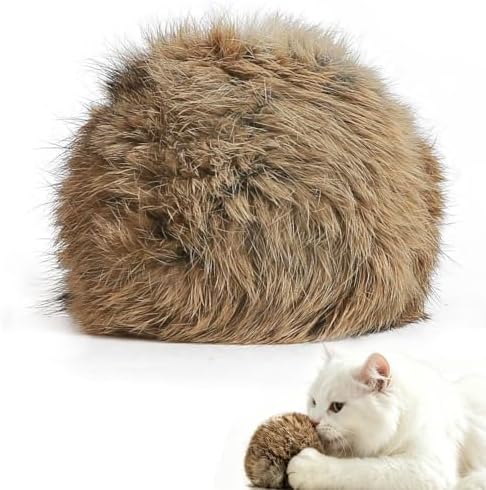 Large Rabbit Fur Cat Toy Ball 5-Inch, Soft Fluffy Catnip Ball for Indoor Cats, Furry Interactive Toy to Stimulate Hunting Instinct, Chase & Pounce Play, 1 Piece by Unknown