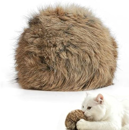 Large Rabbit Fur Cat Toy Ball 5-Inch, Soft Fluffy Catnip Ball for Indoor Cats, Furry Interactive Toy to Stimulate Hunting Instinct, Chase & Pounce Play, 1 Piece by Unknown