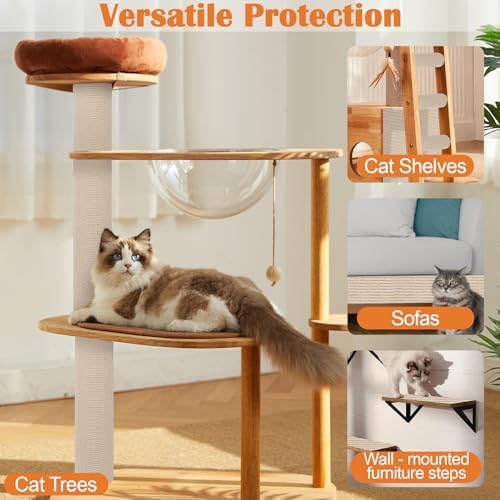 Cat Scratch Furniture Protector - 138" x 15.8" Trimmable Self-Adhesive Cats Claws Scratch Pads, DIY Cat Climbing Couch Protector for Scratch Post Cat Tree Replacement Indoor (Khaki) - Image 5