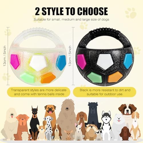 Dog Toy Ball with Handle, Toss and Fetch Play, Interactive Ball for Dogs Playing, Squeaky Floating (2pc) - Image 2