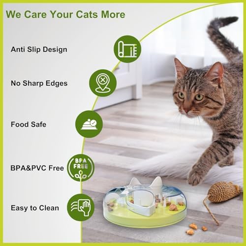 Interactive Cat Treat Puzzle Enrichment Toys, Neon Green - Image 6
