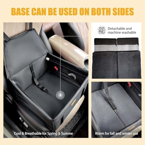Pet Dog Booster Seat, Upgrading the Framed wall to Prevent Collapse，Breathable and Foldable Pet Car Basket，Removable andWashable pet car seat - Image 5