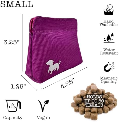 Small Dog Treat Pouch – Slim Magnetic Pocket Dog Treat Bag for Walking & Training – Discreet Clip On Treat Pouch for Leash, Waistband or Pocket – Mess Free Storage (Pink) - Image 4