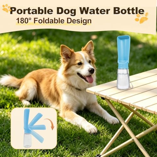 Foldable Dog Water Bottle, 19 oz Leak Proof Portable Dispenser (Blue) - Image 5