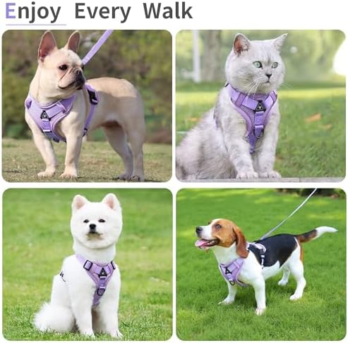Dog Harness Medium Sized Dog Pet Vest with Leash Set Lilac L - Image 6