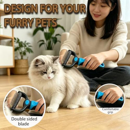 Pet Grooming Brush,Dematting Comb for Dogs and Cats, Undercoat Rake Pet Brush for Long Hair, Deshedding Dog Brush Removes Tangles Knots and Loose Fur, Matted Fur on Cats and Dogs - Image 3