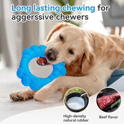 Indestructible Dog Chew Ring Toys for Aggressive Chewers, Super Chewer Toy for Medium Large Dogs, Puppy Teething Rings for Relax, Interactive Dogs Toy, Heavy Duty Dog Teething Toys - Image 3