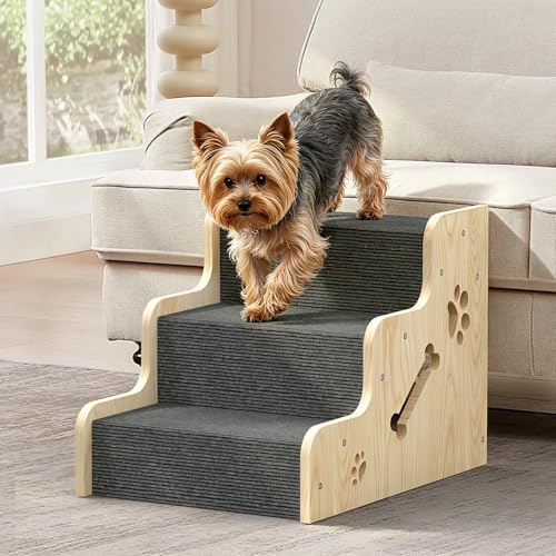 TIMHAKA Large Dog Stairs for Bed 16" H, 3-Step Dog Ramps for Small Dogs by TIMHAKA