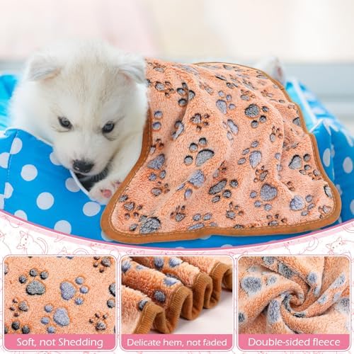 Tegeme 12 Pcs Puppy Blanket for Cat, 23 x 16 Inch Pink, Beige, Camel - Image 3