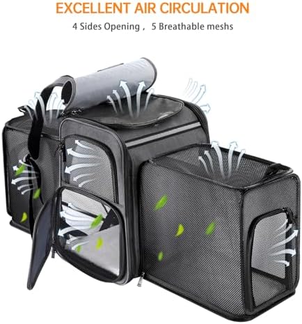 Cat Backpack Carrier,Double Side Expandable Cat Carrier Backpack,Dog Carrier Backpack for Medium Cats and Small Dogs,Puppies Up to 20 Lbs,Pets Carrier Backpack with Breathable Mesh(Grey) - Image 5