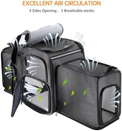 Cat Backpack Carrier,Double Side Expandable Cat Carrier Backpack,Dog Carrier Backpack for Medium Cats and Small Dogs,Puppies Up to 20 Lbs,Pets Carrier Backpack with Breathable Mesh(Grey) - Image 5