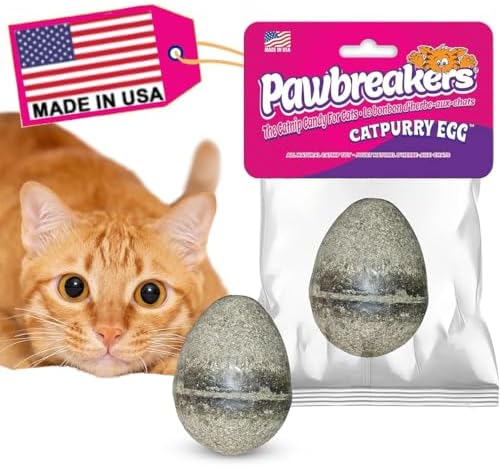 Pawbreakers 2 Catpurry Eggs - All-Natural cat Treats, Medical Grade Catnip Treat and Toy, Catnip for Cats for Relaxed Play, Safe & Digestible, Hypoallergenic & Vegan - 2.25 inches Tall, Made in USA by Pawbreakers%C2%AE-TheCatnipCandyforCats
