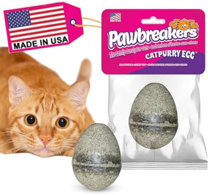 Pawbreakers 2 Catpurry Eggs - All-Natural cat Treats, Medical Grade Catnip Treat and Toy, Catnip for Cats for Relaxed Play, Safe & Digestible, Hypoallergenic & Vegan - 2.25 inches Tall, Made in USA by Pawbreakers%C2%AE-TheCatnipCandyforCats
