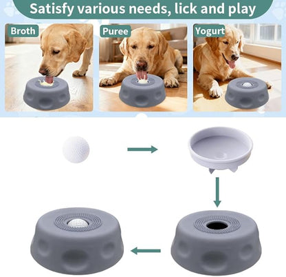 Dog Lick Bowl with Rolling Ball, 2026 Upgraded Slow Feeder Dog Bowls with Anti-Slip Base for Yogurt, Bone Broth, Water, Interactive Lick Toy for Large Medium Small Dogs (Black)