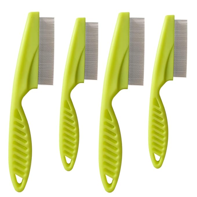 Multifunctional Pet Grooming Comb - 2023 New Magic Stainless Steel Fine-Tooth Massage Comb for Dog and Cat Hair, Stain Tear Removal (2 Pair, Green)