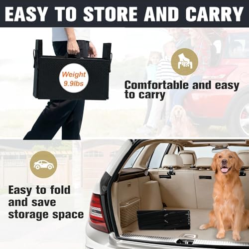 Dog Steps for Car, Truck, SUV, Dog Ramps for Cars with High Traction Surface, Portable Waterproof Dog Stairs for Large Dogs, Supports Up to 200 lbs, 5 Steps - Image 3