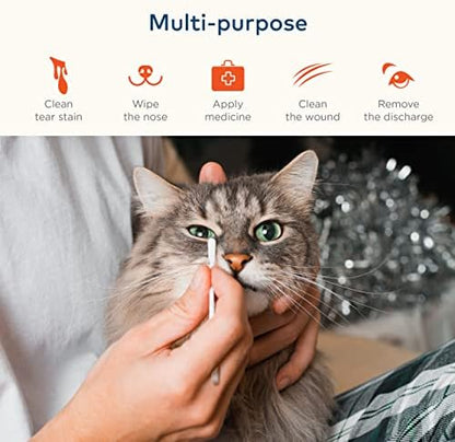 ARCA PET Cotton Swabs for Dogs and Cats - Cat & Dog Ear Cleaner Long Cotton Swab - Extra Long Stick, Cat & Dog Ear Cleaning Kit for Puppies and Pets, Multipurpose Pet Cotton Swabs for Ears (100 Buds) - Image 5